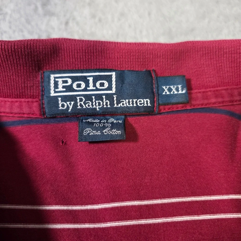 Polo Ralph Lauren Mens XXL 2XLT Long Sleeve Polo Shirt Lot Blue Red Striped Pima